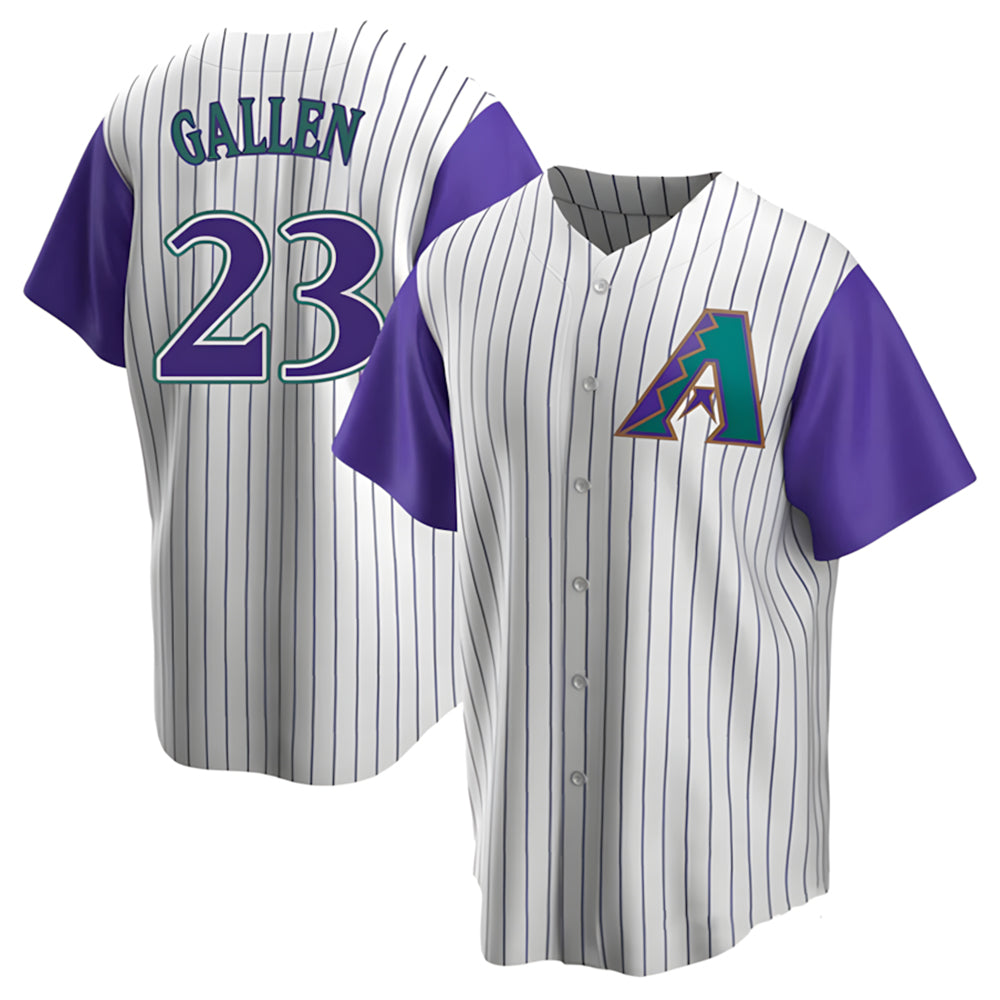 Boles A.Diamondbacks #23 Zac Gallen Player White-Purple Replica Stitched Jerseys