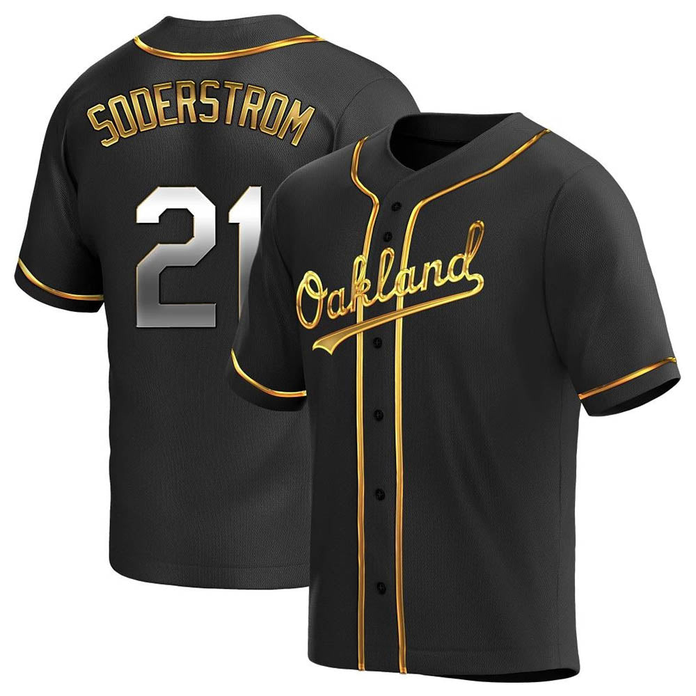 Boles Athletics #21 Tyler Soderstrom Player Black Golden Replica Alternate Stitched Jersey