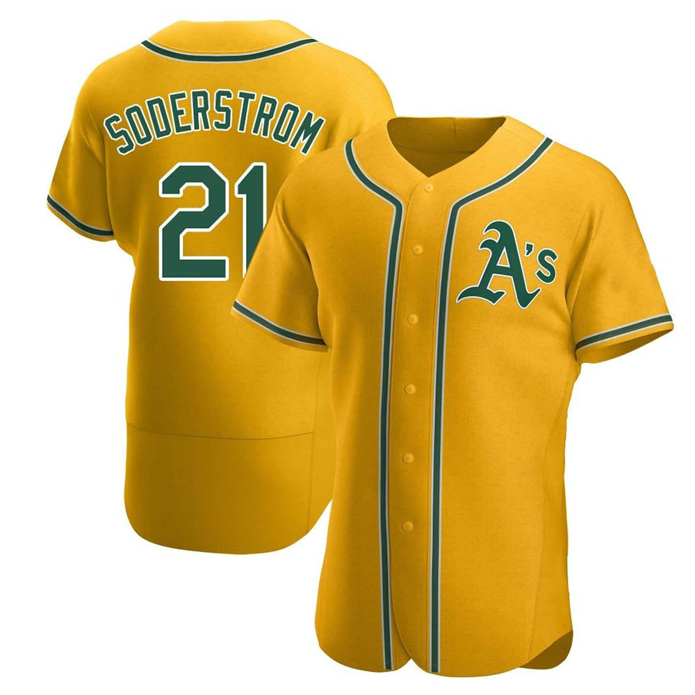 Boles Athletics #21 Tyler Soderstrom Player Gold Authentic Alternate Stitched Jersey
