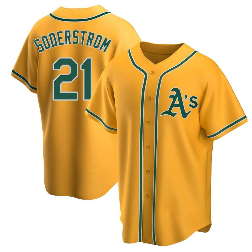 Boles Athletics #21 Tyler Soderstrom Player Gold Replica Alternate Stitched Jersey