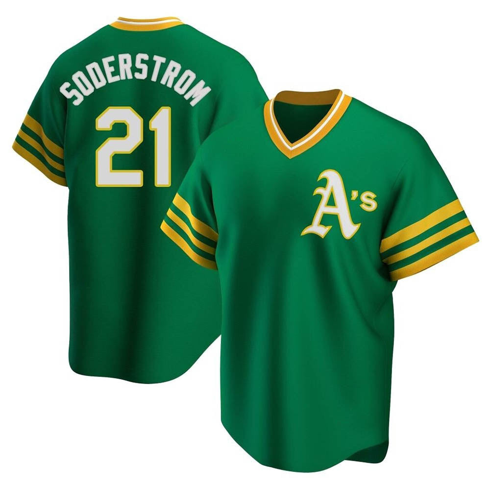 Boles Athletics #21 Tyler Soderstrom Player Green Replica Cooperstown Collection Stitched Jersey