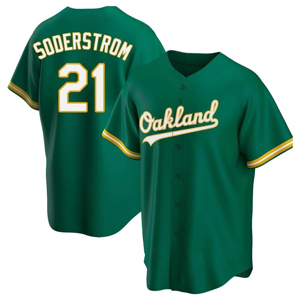 Boles Athletics #21 Tyler Soderstrom Player Green Replica Kelly Alternate Stitched Jersey