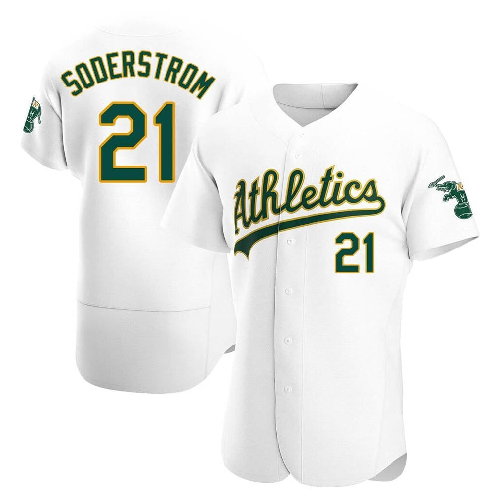 Boles Athletics #21 Tyler Soderstrom Player White Authentic Home Stitched Jersey