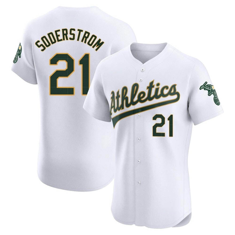 Boles Athletics #21 Tyler Soderstrom Player White Elite Home Stitched Jersey