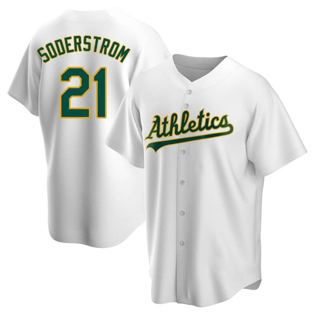 Boles Athletics #21 Tyler Soderstrom Player White Replica Home Stitched Jersey
