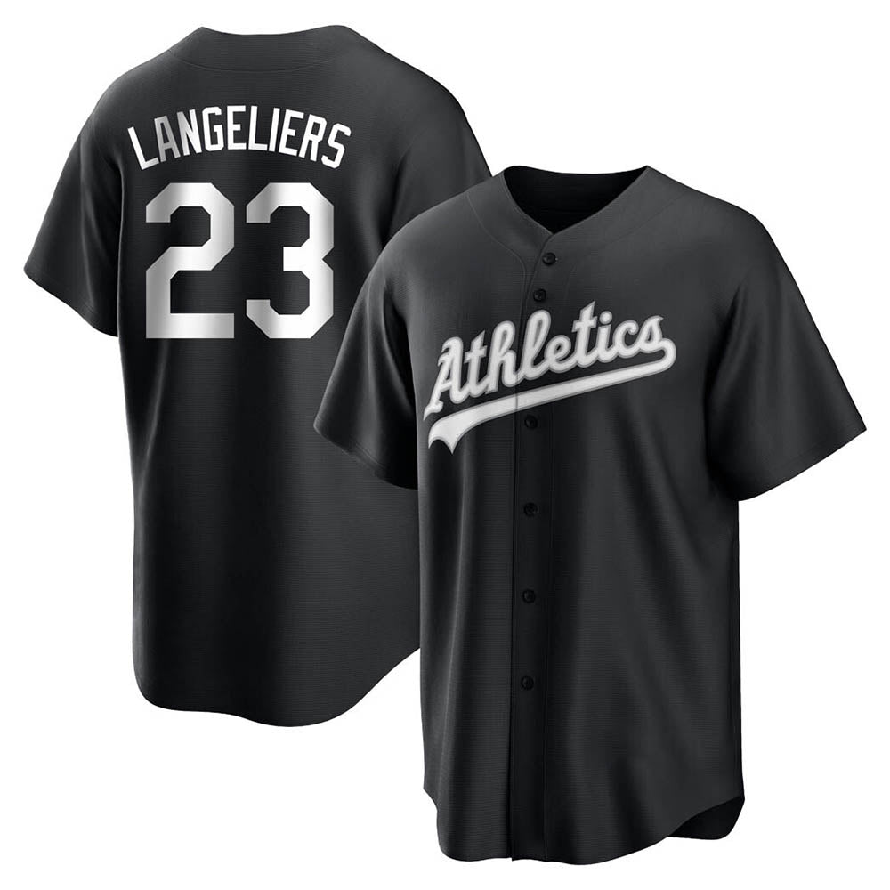 Boles Athletics #23 Shea Langeliers Player Black&White Replica Stitched Jerseys
