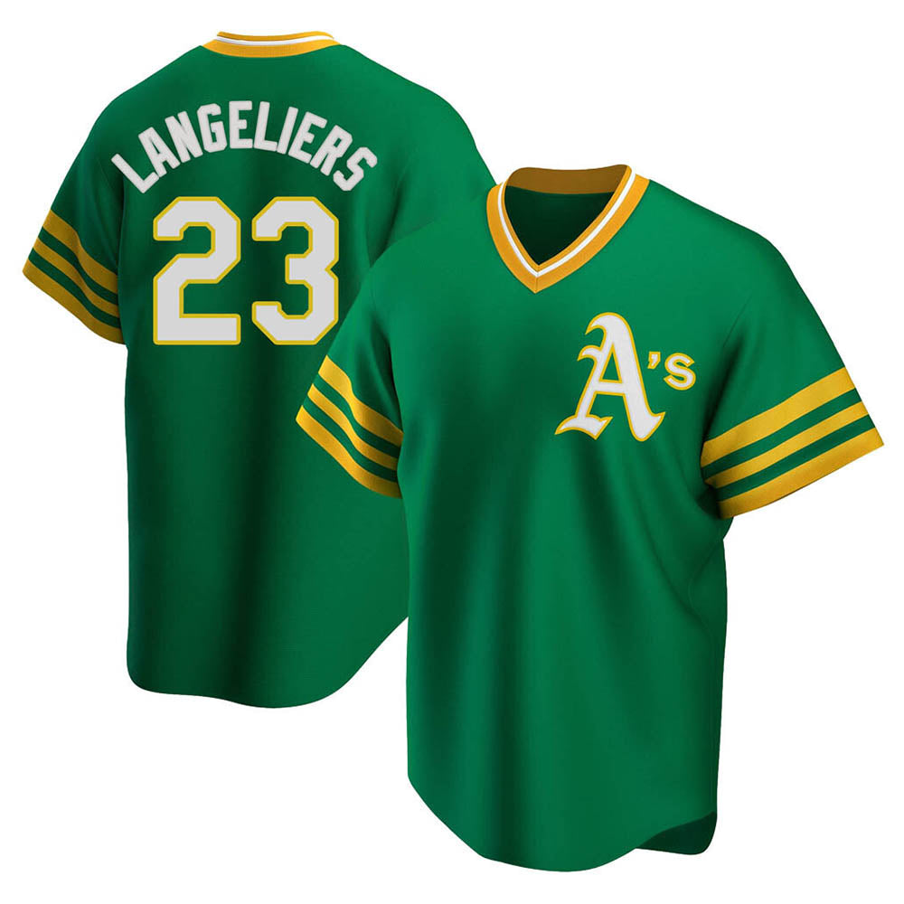 Boles Athletics #23 Shea Langeliers Player Green Replica Cooperstown Collection T shirt Stitched Jerseys