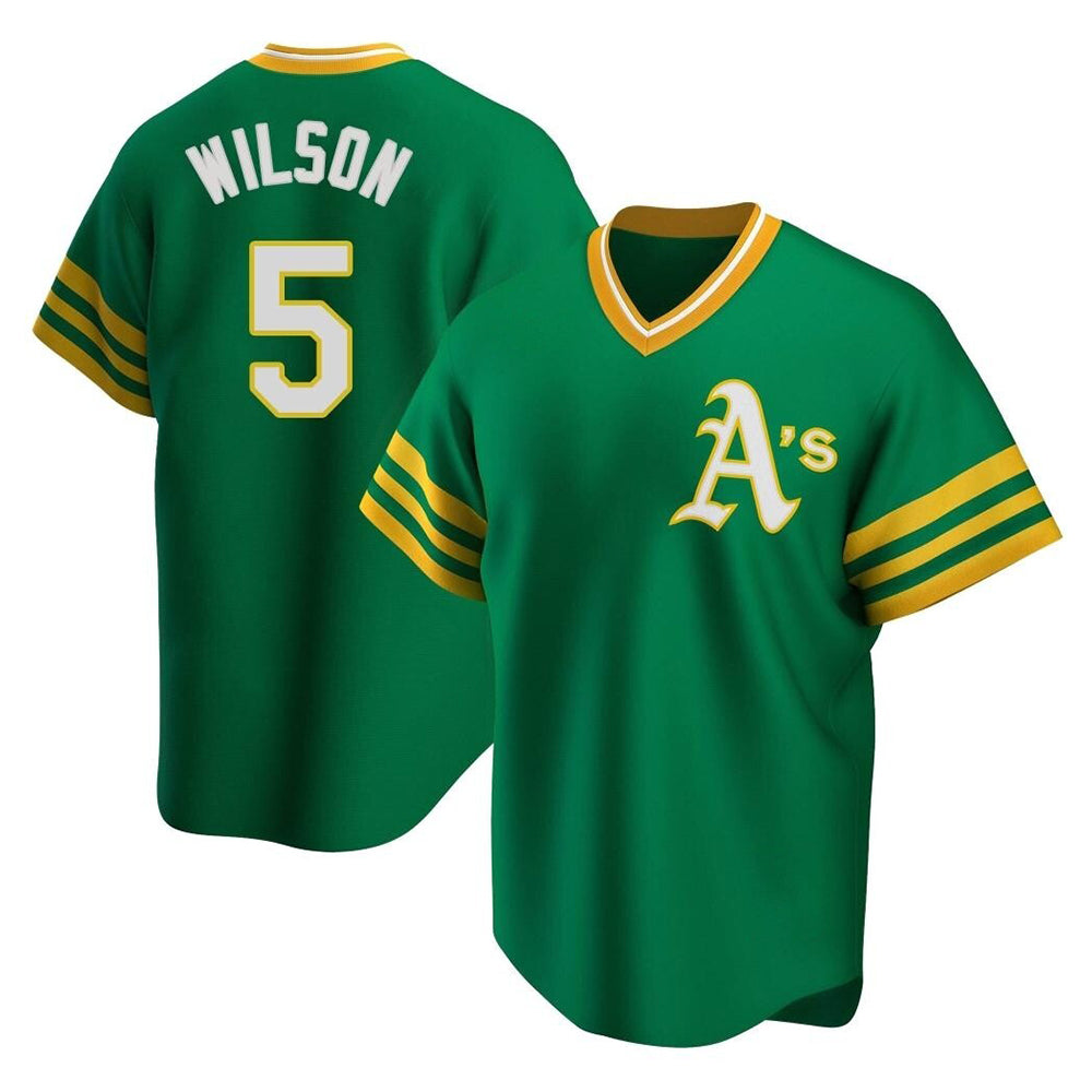 Boles Athletics #5 Jacob Wilson Green Replica Cooperstown Collection T shirt Stitched Jersey