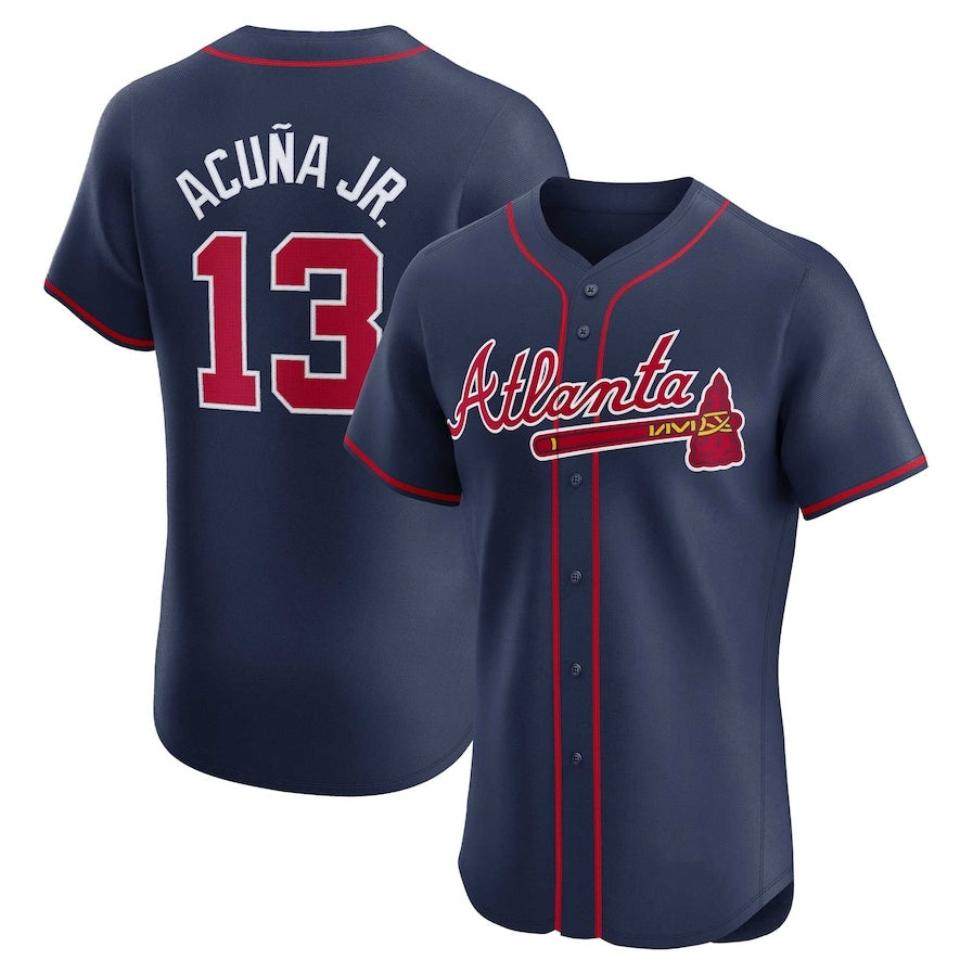 Boles A.Braves #13 Ronald Acuna Jr. Alternate Elite Player Jersey - Navy Personalized Jerseys