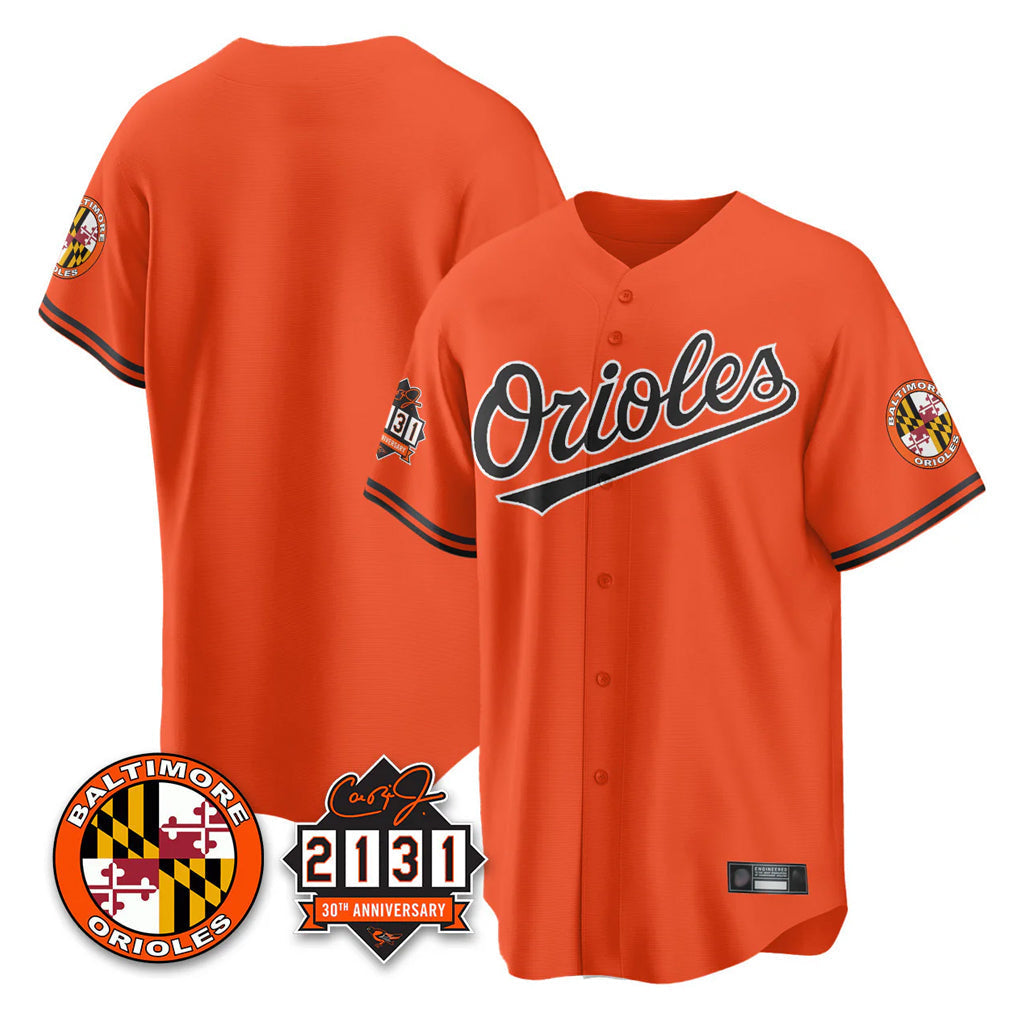 Boles B.Orioles Orange 30th Anniversary of 2131 Home Game Blank Player Stitched Jerseys