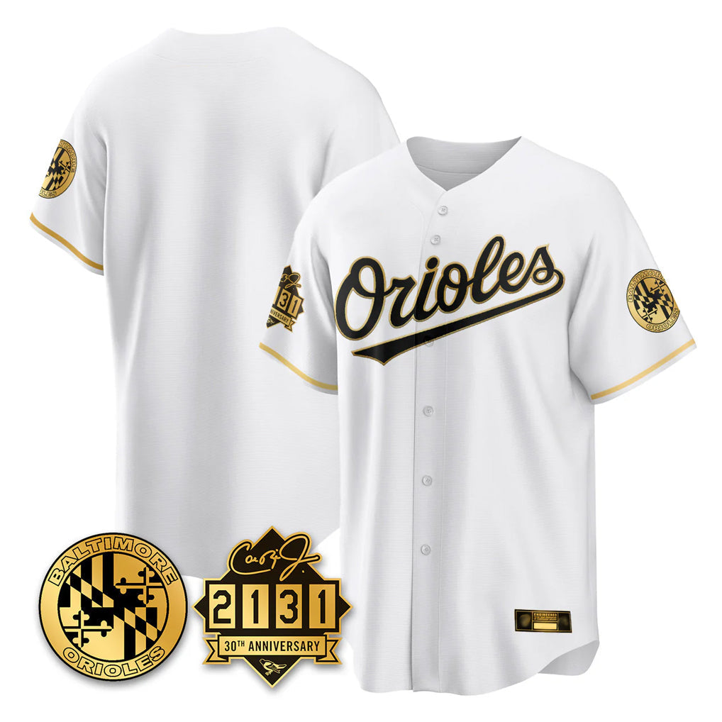 Boles B.Orioles White Gold 30th Anniversary of 2131 Home Game Blank Player Stitched Jerseys