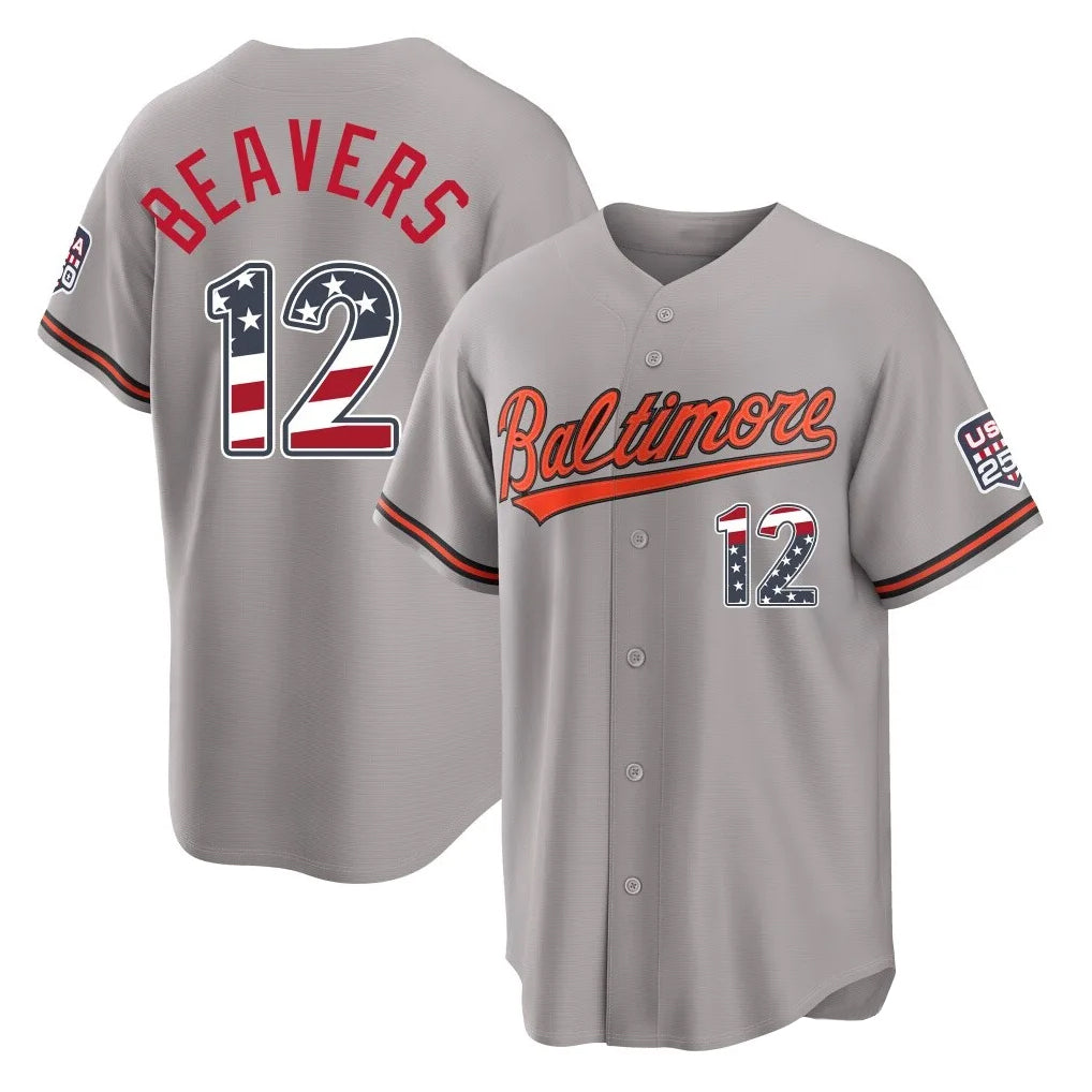 Boles B.Orioles #12 Dylan Beavers Player Gray USA 250 Fourth of July Home Game Stitched Jerseys