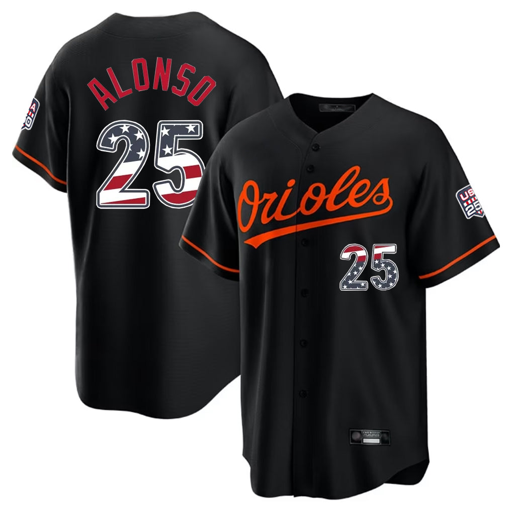 Boles B.Orioles #25 Pete Alonso Player Black USA 250 Fourth of July Home Game Stitched Jerseys