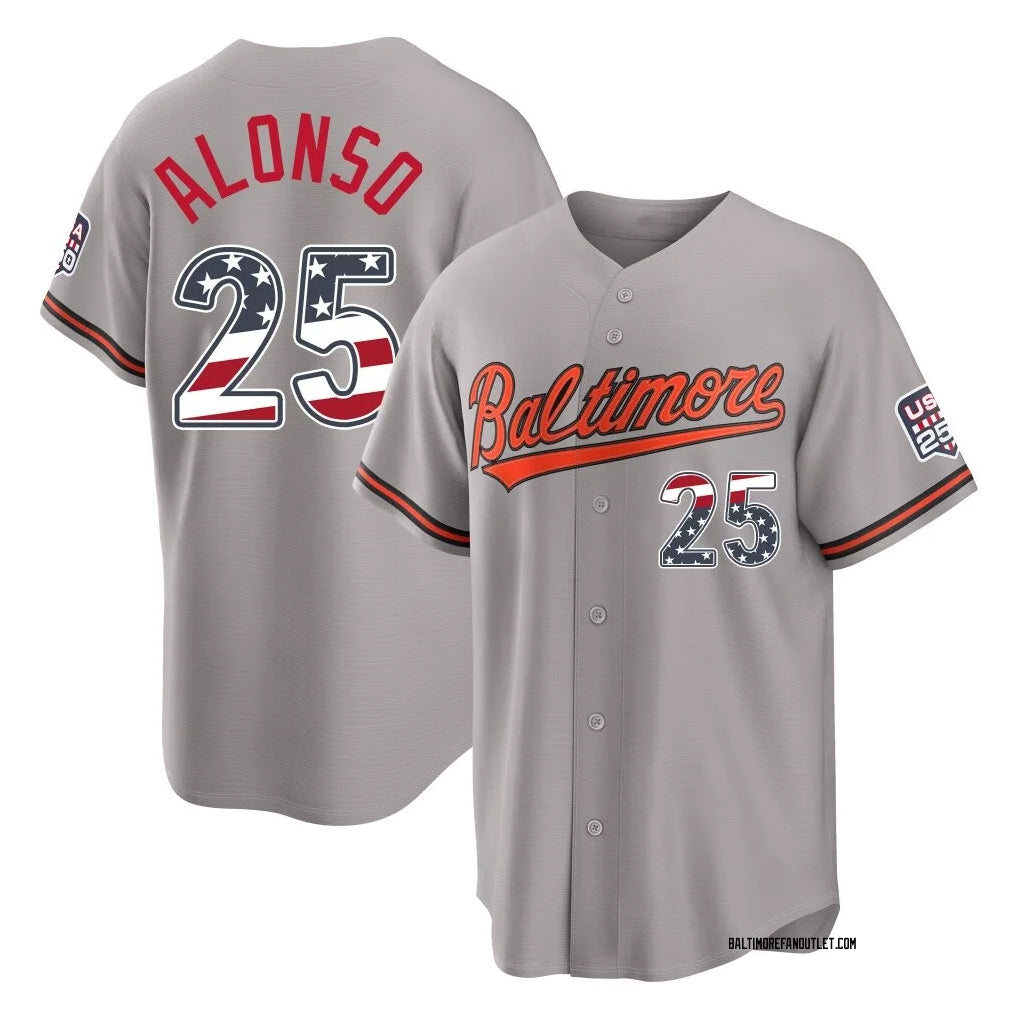 Boles B.Orioles #25 Pete Alonso Player Gray USA 250 Fourth of July Home Game Stitched Jerseys