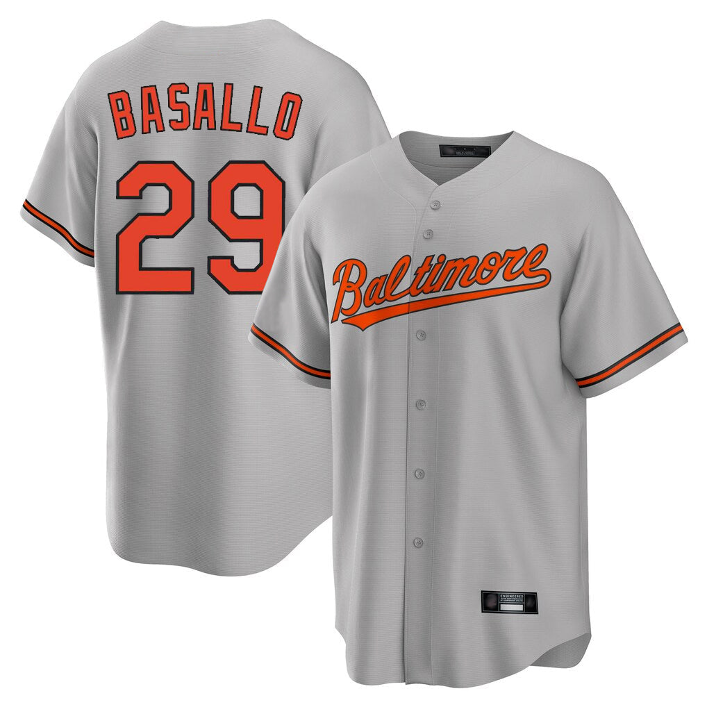 Boles B.Orioles #29 Samuel Basallo Player Gray Home Game Stitched Jerseys