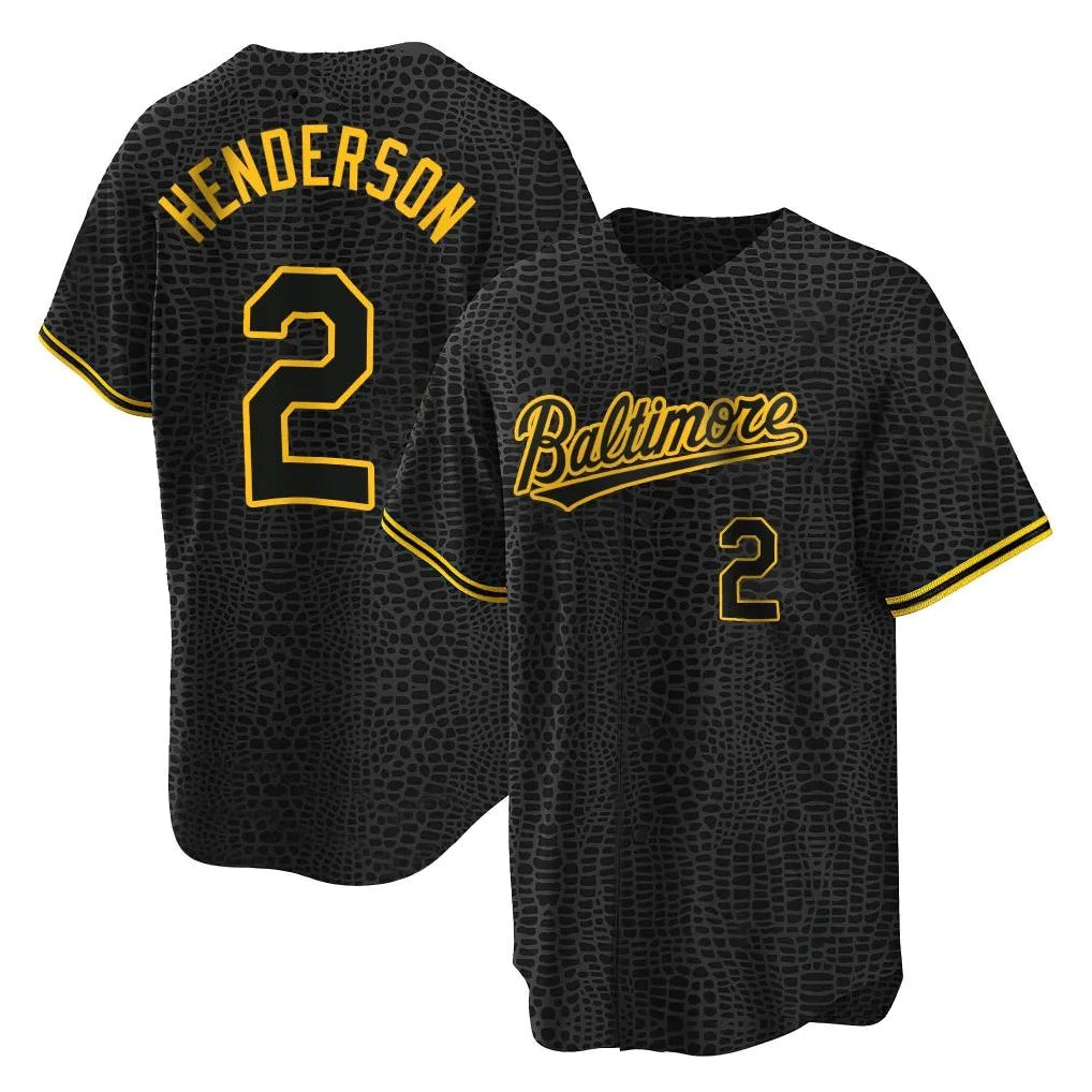 Boles B.Orioles #2 Gunnar Henderson Player Black Snake Skin City Home Game Stitched Jerseys