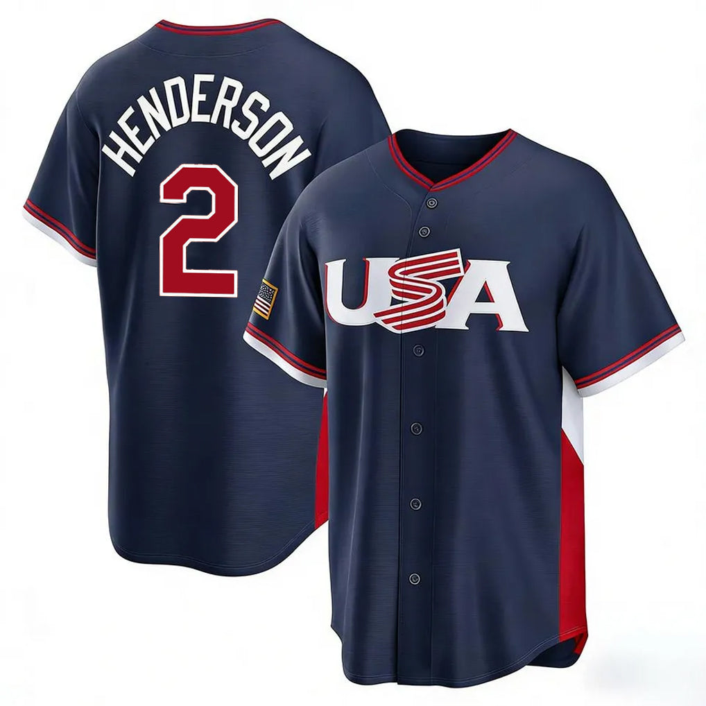 Boles B.Orioles #2 Gunnar Henderson Player Navy USA 2026 World Classic Home Game Stitched Jerseys