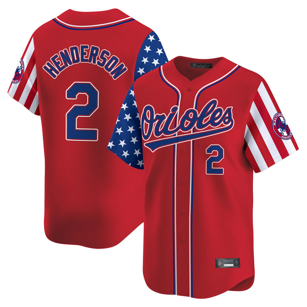 Boles B.Orioles #2 Gunnar Henderson Player Red Independence Day Vapor Premier Limited Home Game Stitched Jerseys