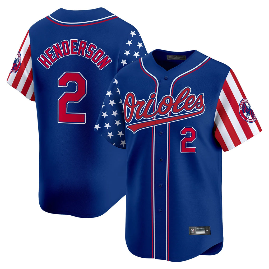 Boles B.Orioles #2 Gunnar Henderson Player Royal Independence Day Vapor Premier Limited Home Game Stitched Jerseys