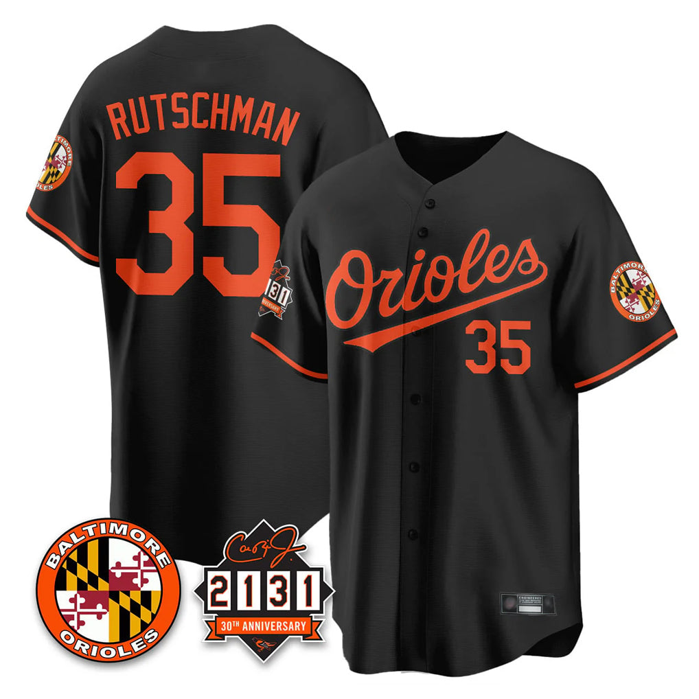 Boles B.Orioles #35 Adley Rutschman Black 30th Anniversary of 2131 Home Game Stitched Jerseys