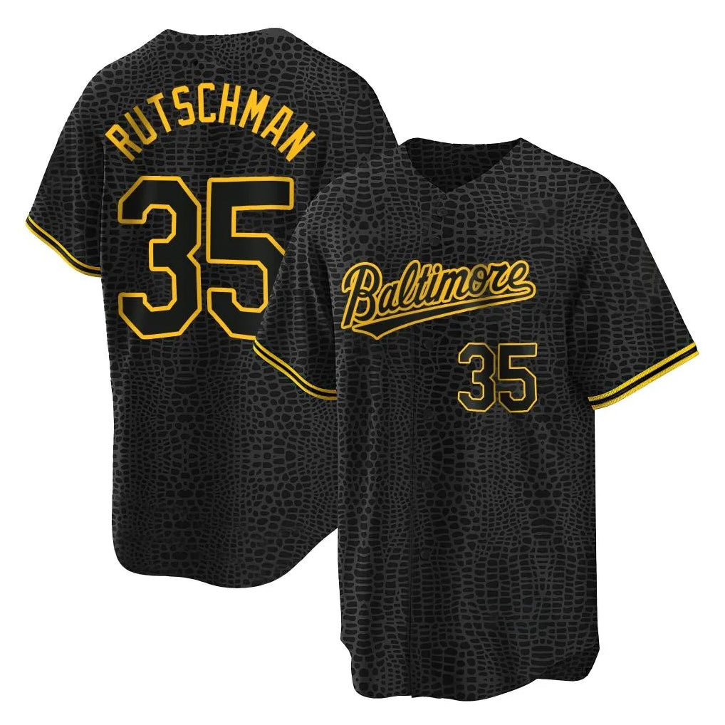 Boles B.Orioles #35 Adley Rutschman Black Snake Skin City Home Game Stitched Jerseys