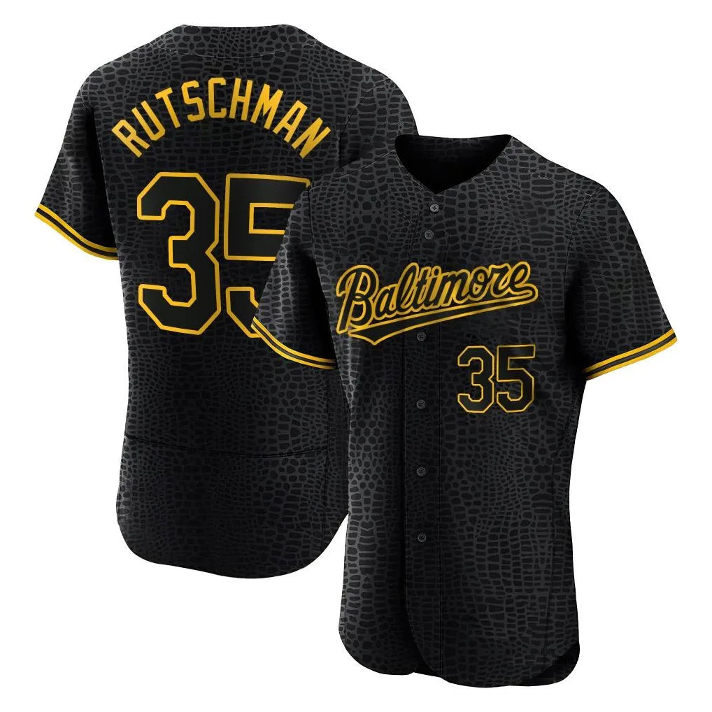 Boles B.Orioles #35 Adley Rutschman Black Snake Skin City Limited Elite Home Stitched Jerseys