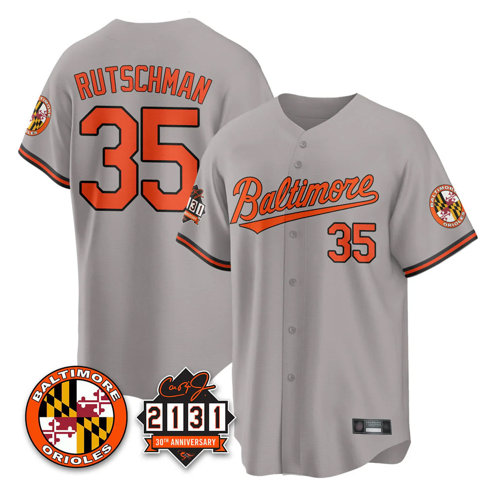 Boles B.Orioles #35 Adley Rutschman Gray 30th Anniversary of 2131 Home Game Stitched Jerseys