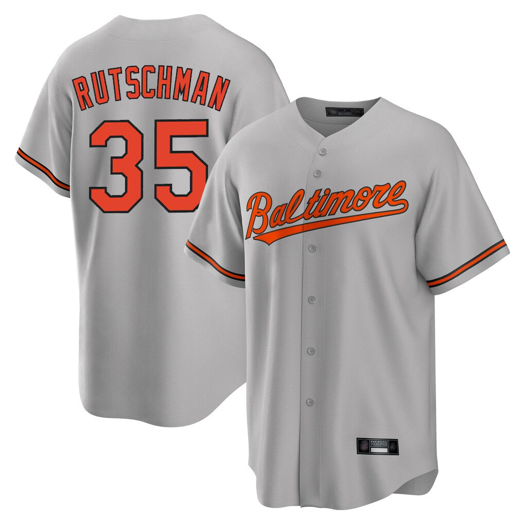 Boles B.Orioles #35 Adley Rutschman Gray Home Game Stitched Jerseys