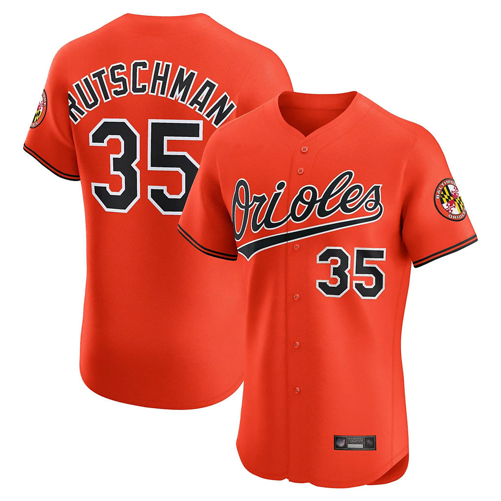 Boles B.Orioles #35 Adley Rutschman Orange Limited Elite Home Game Stitched Jerseys
