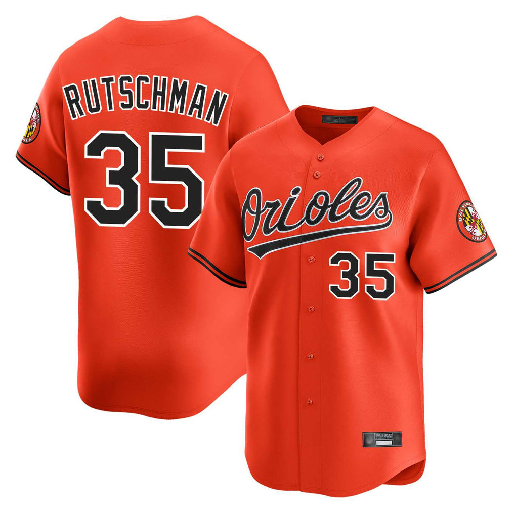 Boles B.Orioles #35 Adley Rutschman Orange Limited Home Game Stitched Jerseys