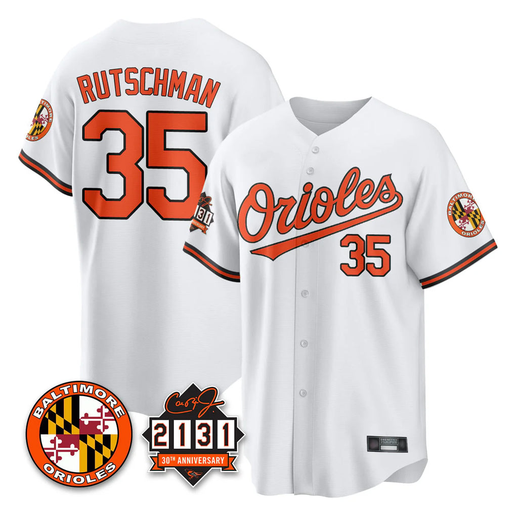 Boles B.Orioles #35 Adley Rutschman White 30th Anniversary of 2131 Home Game Stitched Jerseys