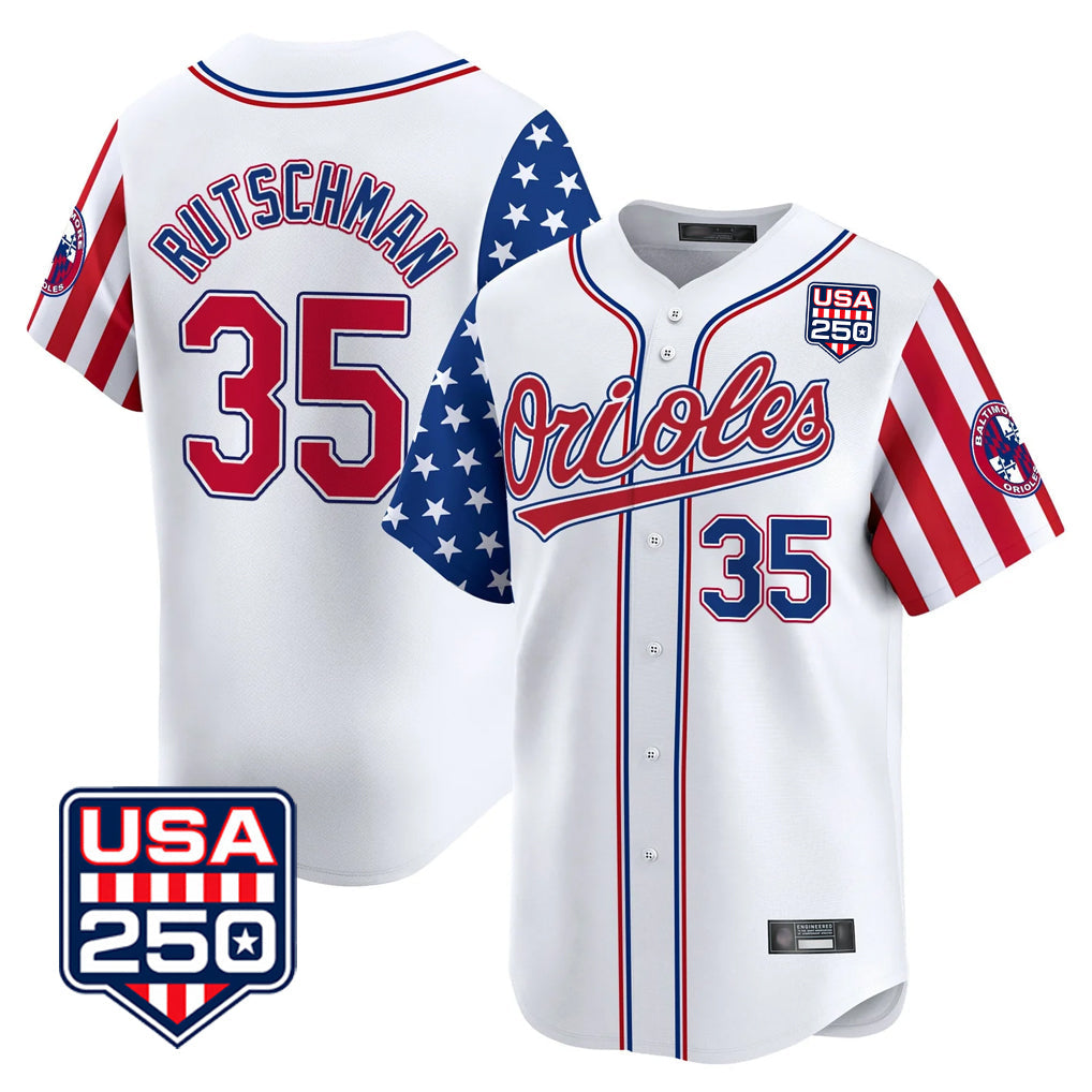 Boles B.Orioles #35 Adley Rutschman White USA 250 Independence Day Vapor Premier Home Game Stitched Jerseys