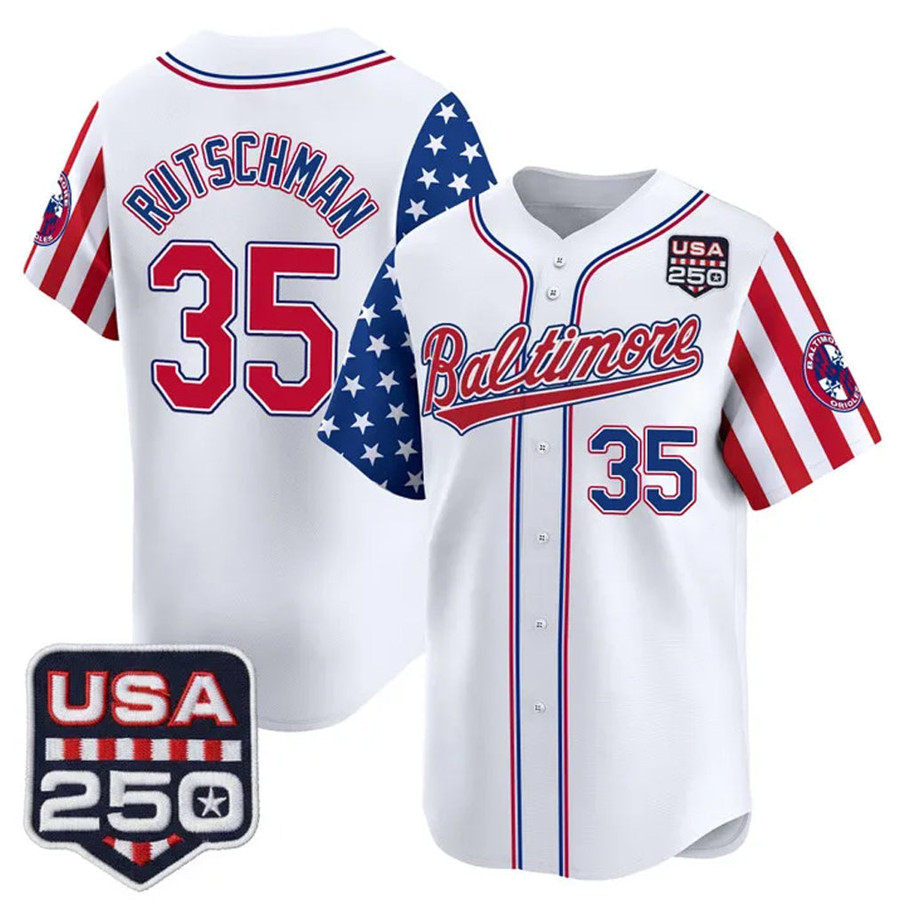 Boles B.Orioles #35 Adley Rutschman White USA 250 Independence Day Vapor Premier Limited Home Game Stitched Jerseys