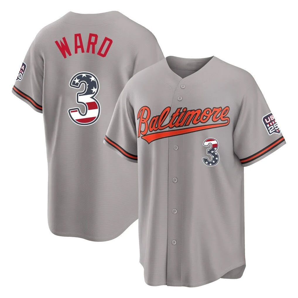 Boles B.Orioles #3 Taylor Ward Player Gray USA 250 Fourth of July Home Game Stitched Jerseys