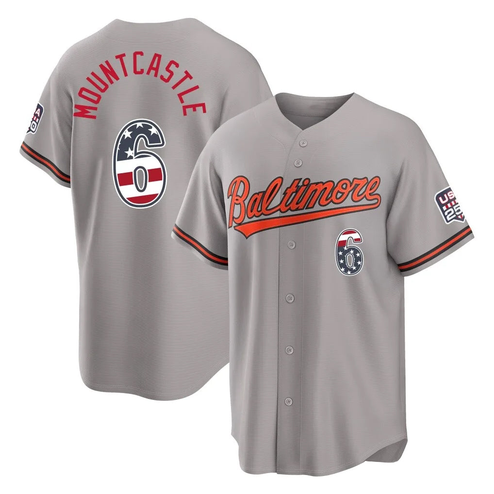 Boles B.Orioles #6 Ryan Mountcastle Player Gray USA 250 Fourth of July Home Game Stitched Jerseys