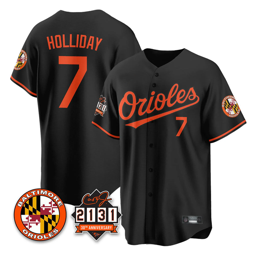 Boles B.Orioles #7 Jackson Holliday Player Black 30th Anniversary of 2131 Home Game Stitched Jerseys