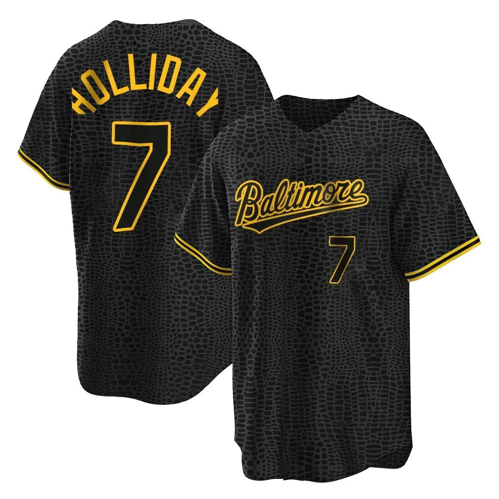 Boles B.Orioles #7 Jackson Holliday Player Black Snake Skin City Home Game Stitched Jerseys