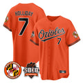 Boles B.Orioles #7 Jackson Holliday Player Orange 30th Anniversary of 2131 Home Game Stitched Jerseys