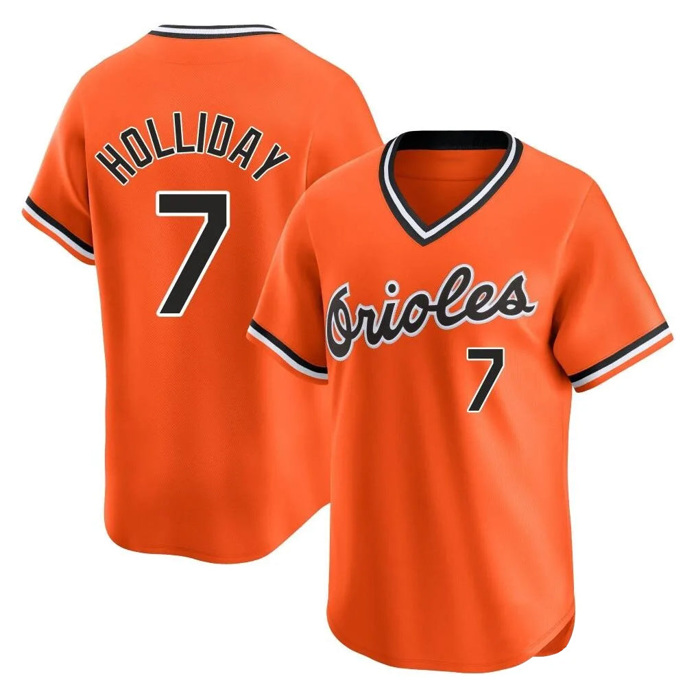 Boles B.Orioles #7 Jackson Holliday Player Orange T-shirt Limited Home Game Stitched Jerseys
