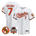 Boles B.Orioles #7 Jackson Holliday Player White 30th Anniversary of 2131 Home Game Stitched Jerseys