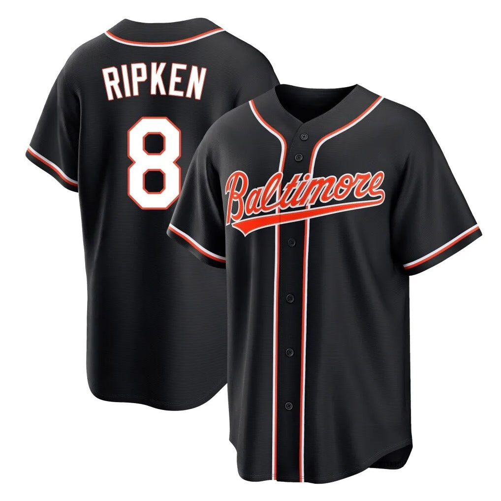Boles B.Orioles #8 Cal Ripken Player Black Out Home Game Stitched Jerseys