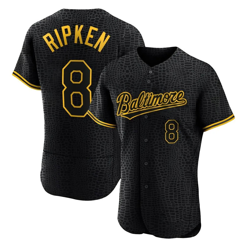 Boles B.Orioles #8 Cal Ripken Player Black Snake Skin City Limited Elite Home Stitched Jerseys