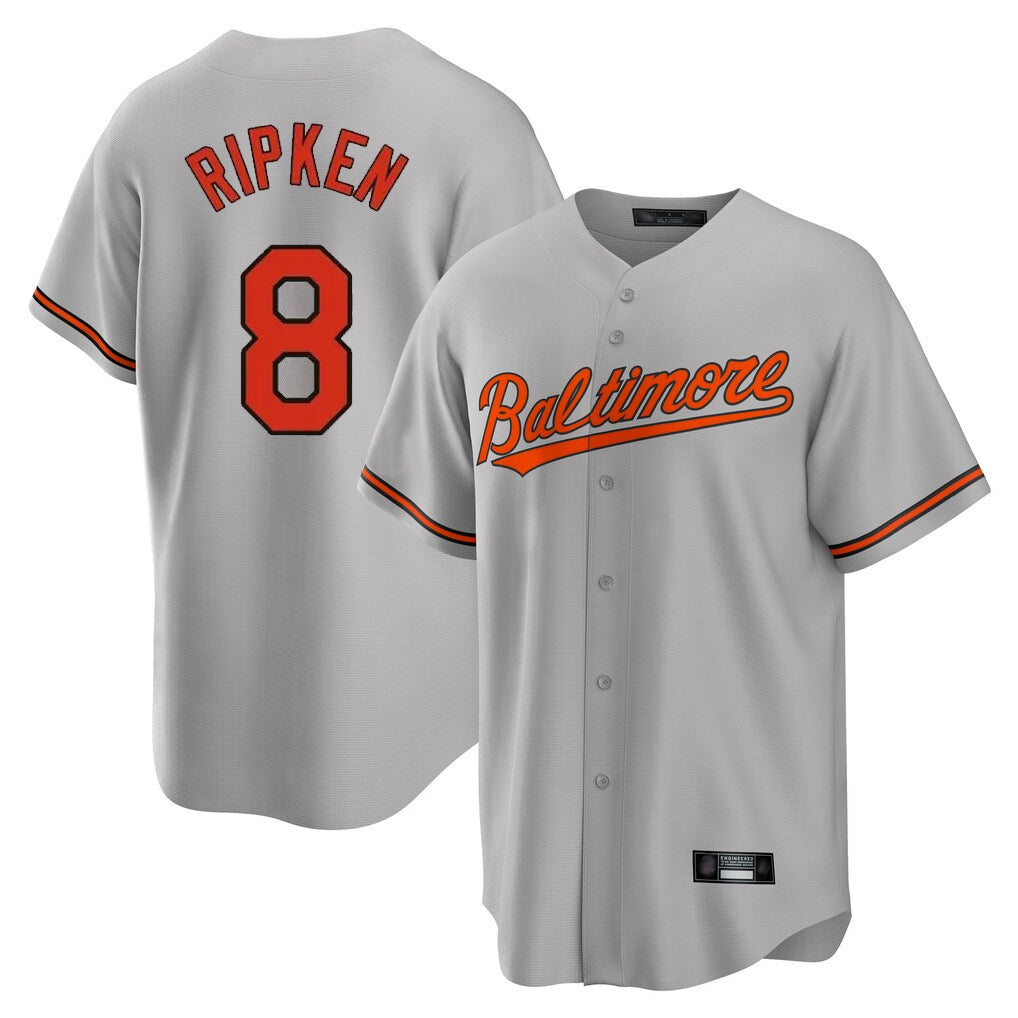 Boles B.Orioles #8 Cal Ripken Player Gray Home Game Stitched Jerseys