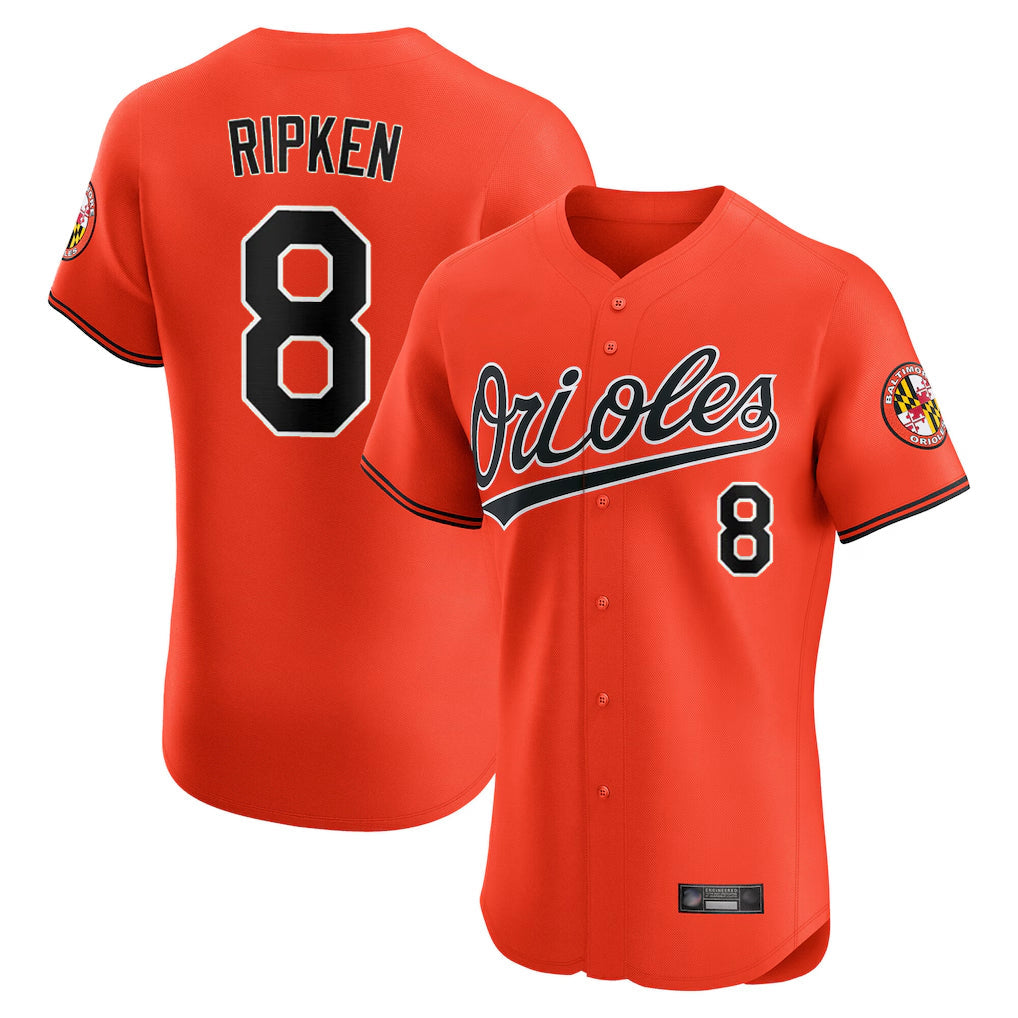 Boles B.Orioles #8 Cal Ripken Player Orange Limited Elite Home Game Stitched Jerseys