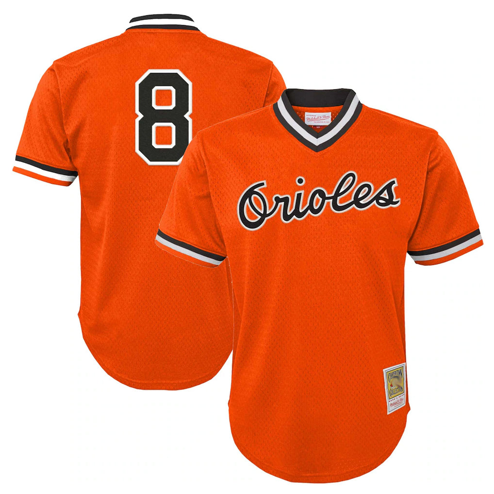 Boles B.Orioles #8 Cal Ripken Player Orange Mitchell & Ness Cooperstown Collection Mesh T-shirt Game Stitched Jerseys