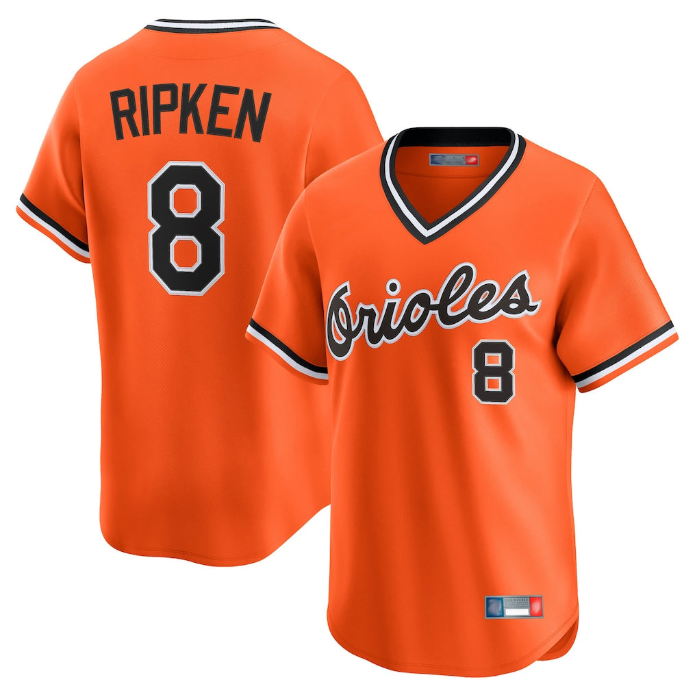 Boles B.Orioles #8 Cal Ripken Player Orange T-shirt Limited Home Game Stitched Jerseys