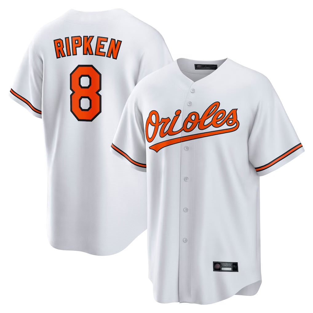 Boles B.Orioles #8 Cal Ripken Player White Home Game Stitched Jerseys