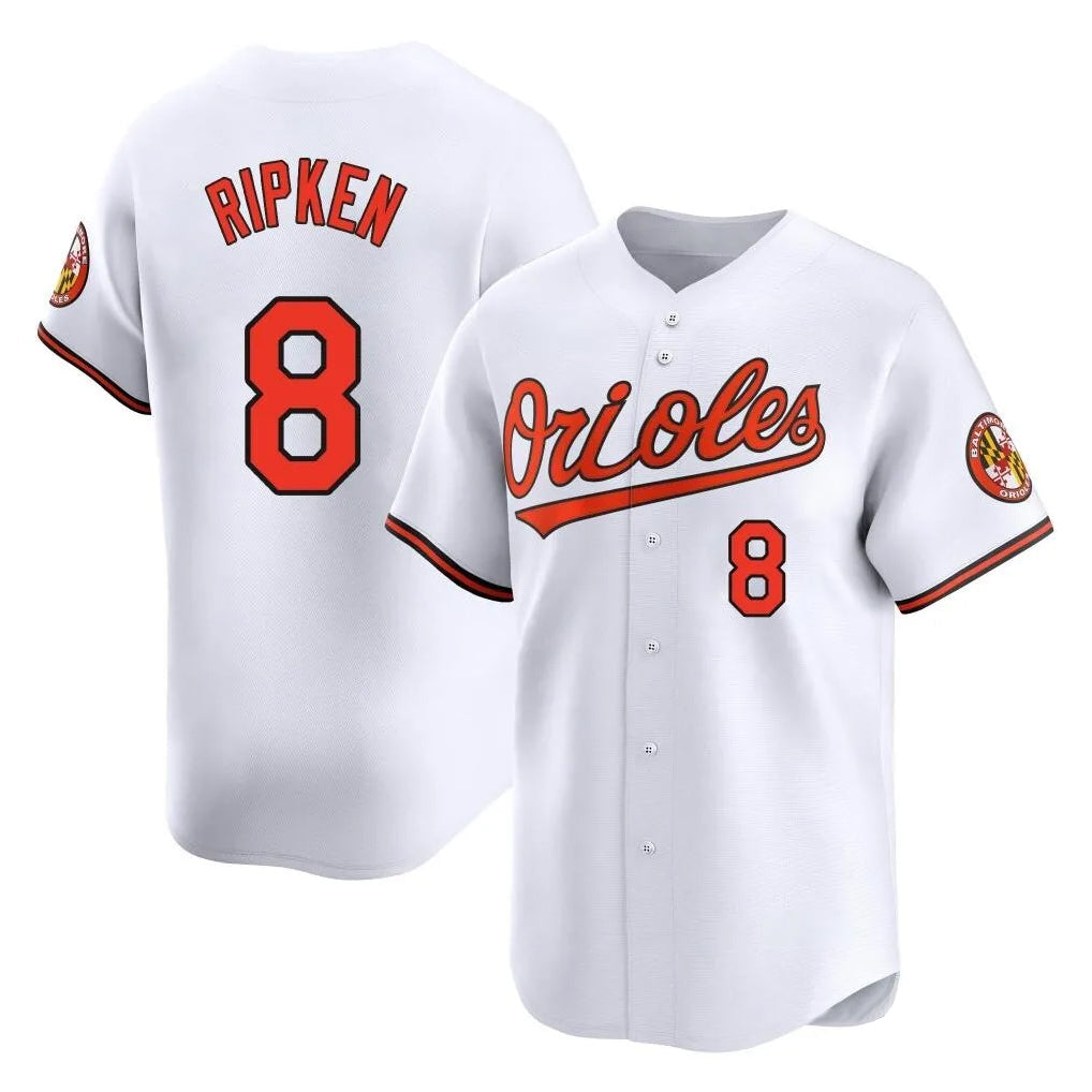 Boles B.Orioles #8 Cal Ripken Player White Limited Home Game Stitched Jerseys