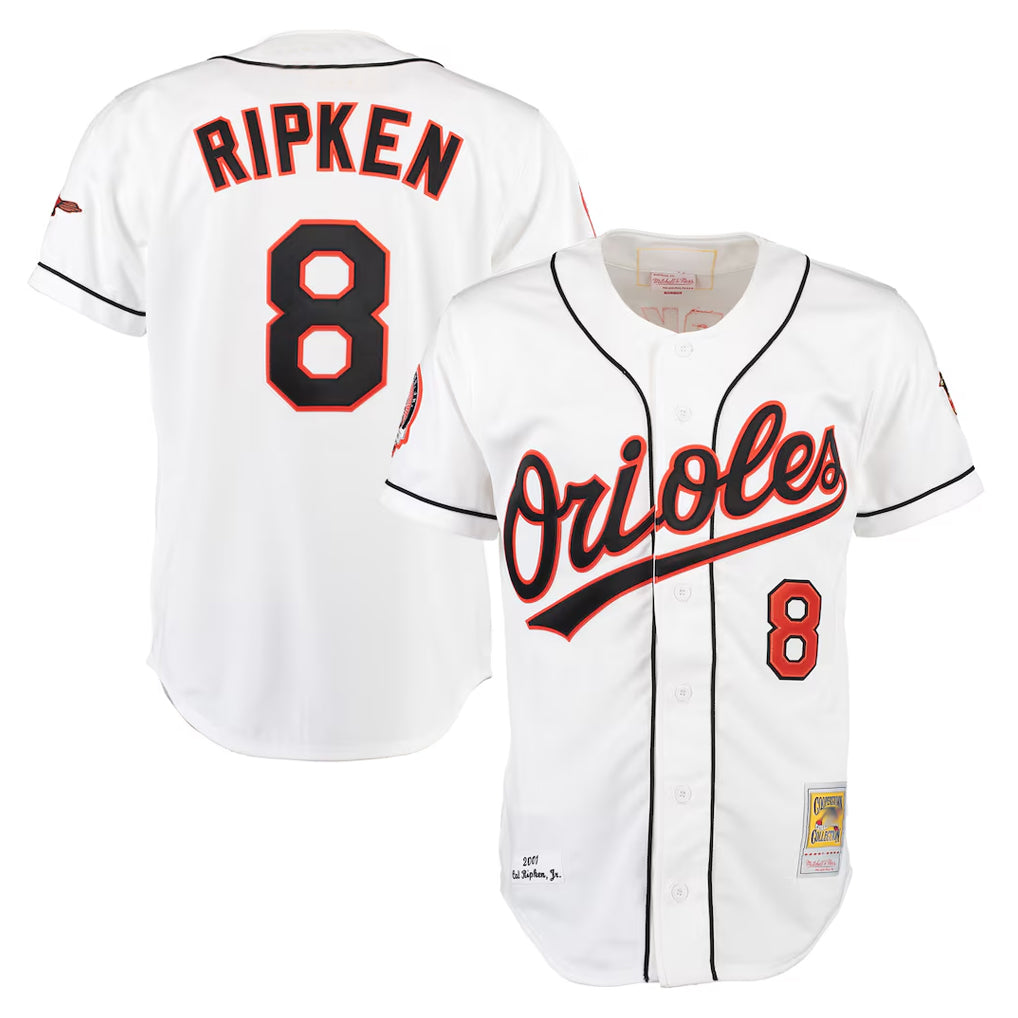 Boles B.Orioles #8 Cal Ripken Player White Mitchell & Ness Home Game Stitched Jerseys