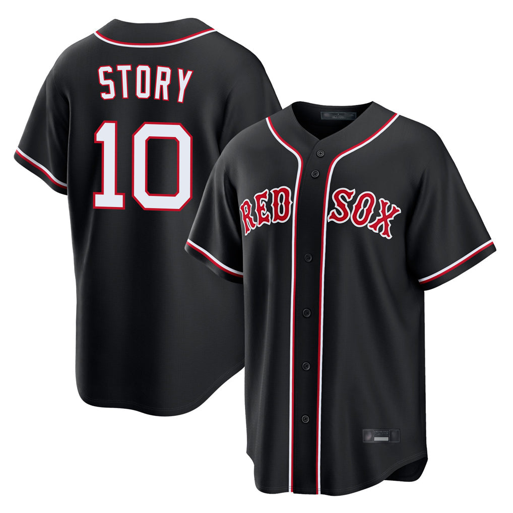Boles B.Red Sox #10 Trevor Story Player Black Out Home Game Stitched Jerseys